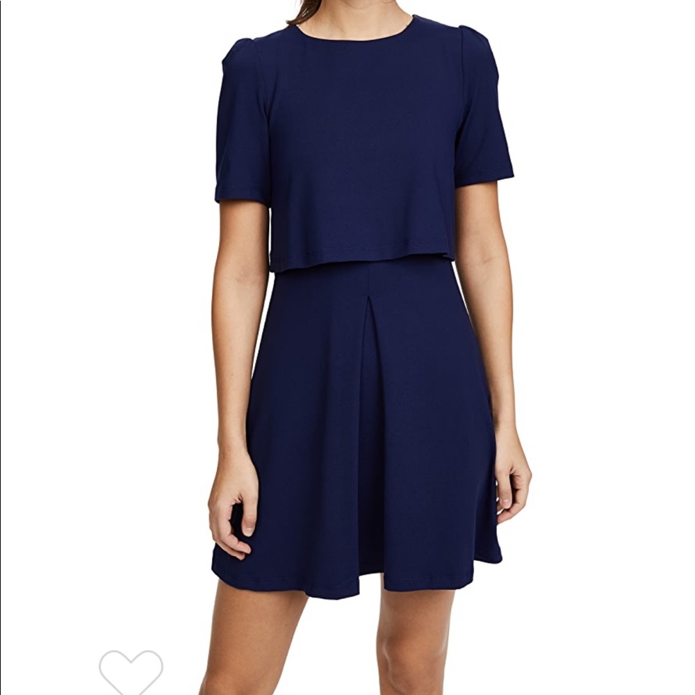 Susana Monaco Jana Pleat Dress Navy Blue, Size S